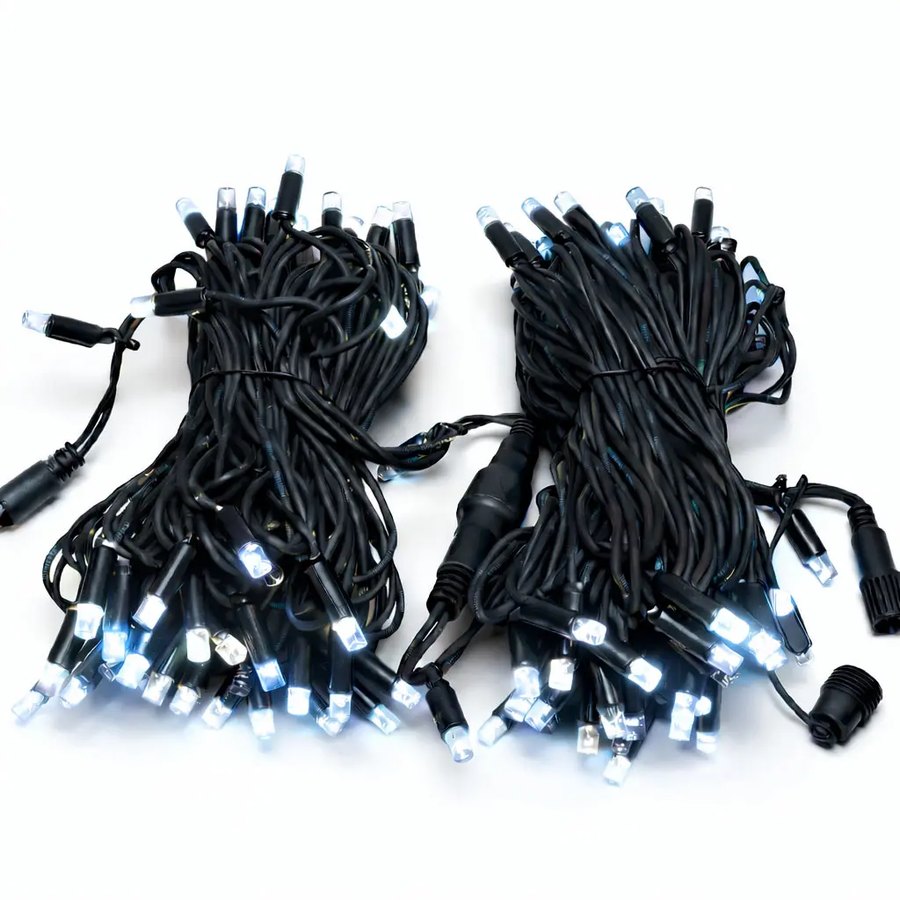 Easy Fix LED-Lichterkette, 20 m, für den Außenbereich, eisweiß mit FLASH-Effekt, 120 LEDs, schwarzes Kabel, IP67